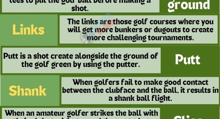 It is an image of Golf Terminology for Beginners Infographic