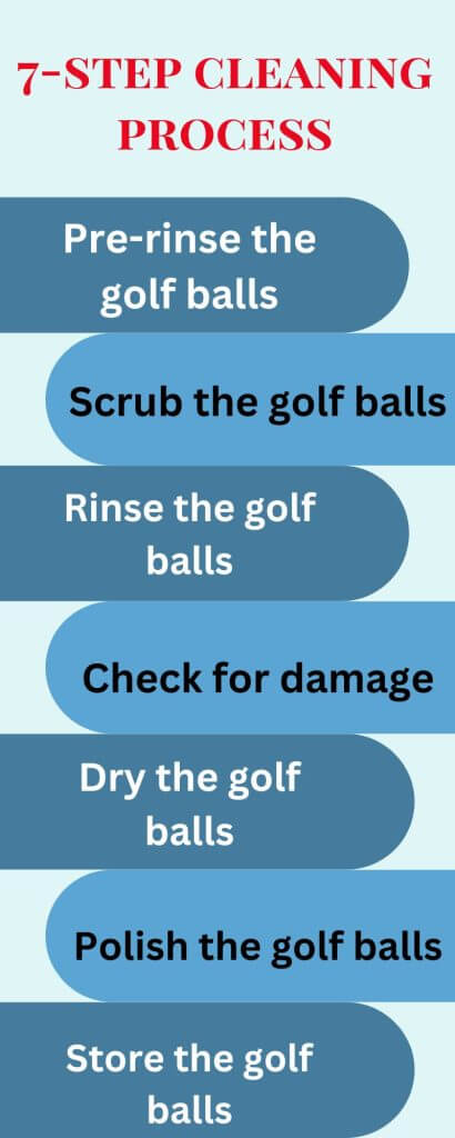 The 7 step cleaning process of cleaning used golf balls will be helpful for beginners.
