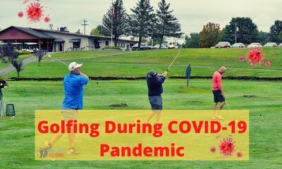 In this image, you can see how to maintain safe distance whole golfing during COVID-19 pandemic.