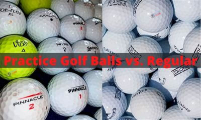 In the photo, you see the practice golf balls vs. regular balls using for playing golf game.