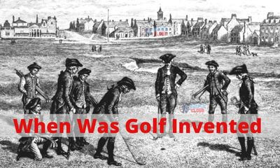 It is an image of the earliest golf match when was golf invented among athletes.