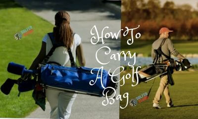 In this picture you see how to carry golf bag both one-strapped and two-trapped style.